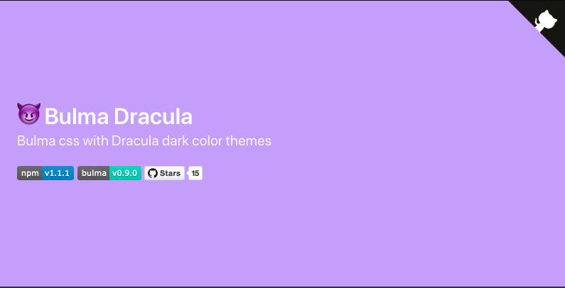 Cover Bulma Dracula, CSS untuk pencinta mode gelap